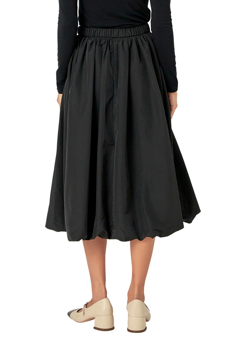 Belted Blouson Midi Skirt, Alternate, color, BLACK