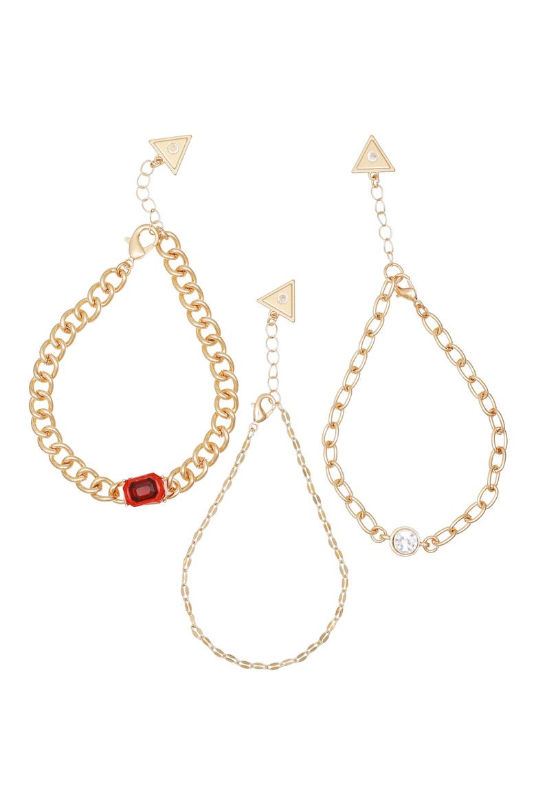 Set of 3 Assorted Chain Bracelets, Alternate, color, GOLD