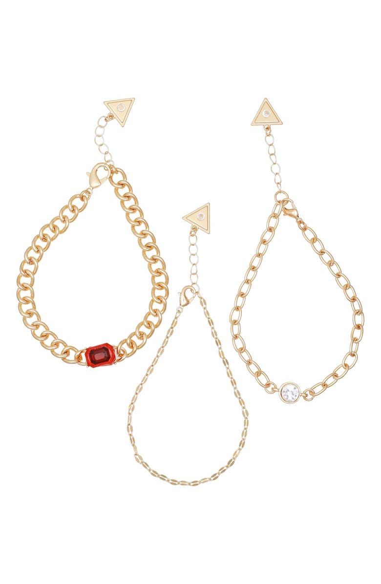 GUESS Set of 3 Assorted Chain Bracelets, Alternate, color, Gold