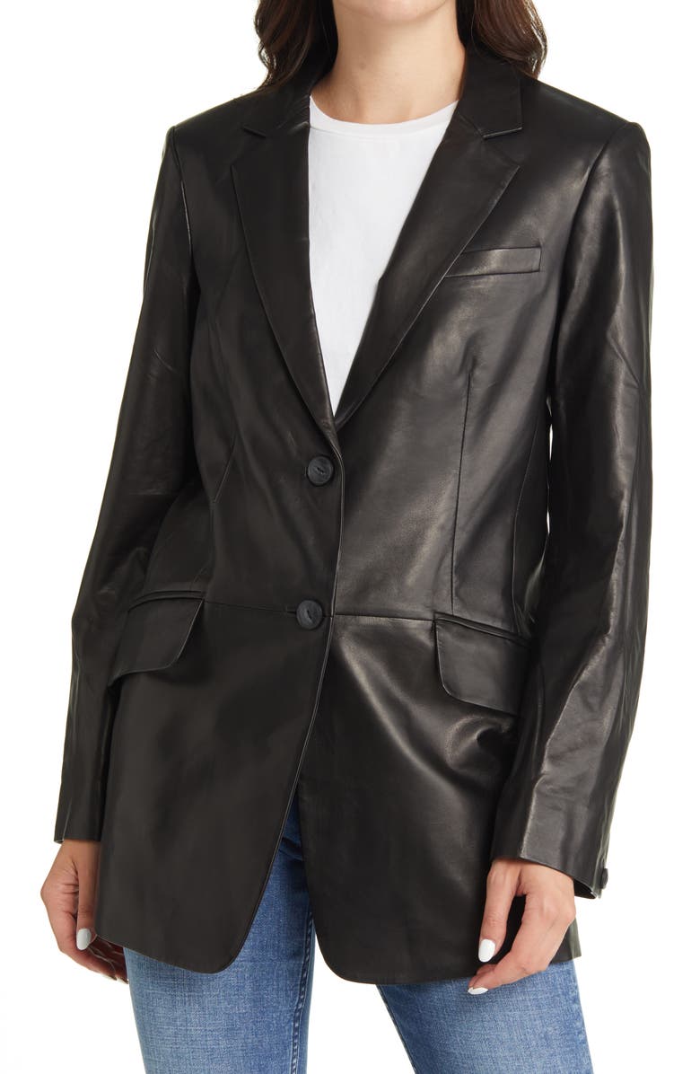 rag & bone ICONS Charles Leather Blazer, Alternate, color, 