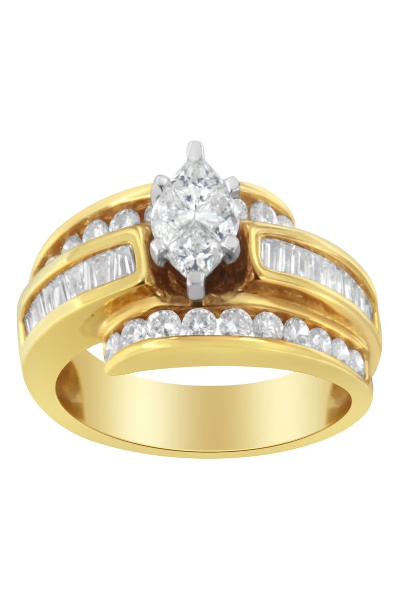 14KT Two-Toned Diamond Cocktail Ring, Alternate, color, Yellow Gold