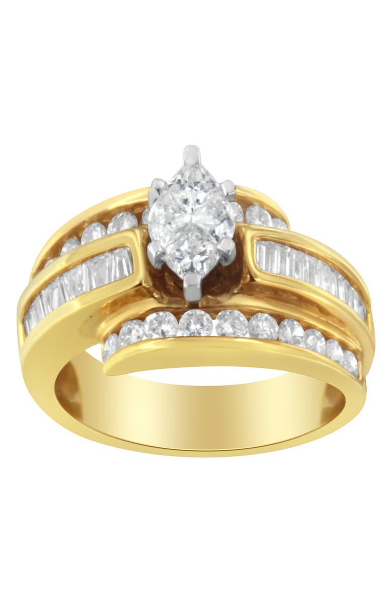 Haus of Brilliance 14KT Two-Toned Diamond Cocktail Ring, Alternate, color, Yellow Gold