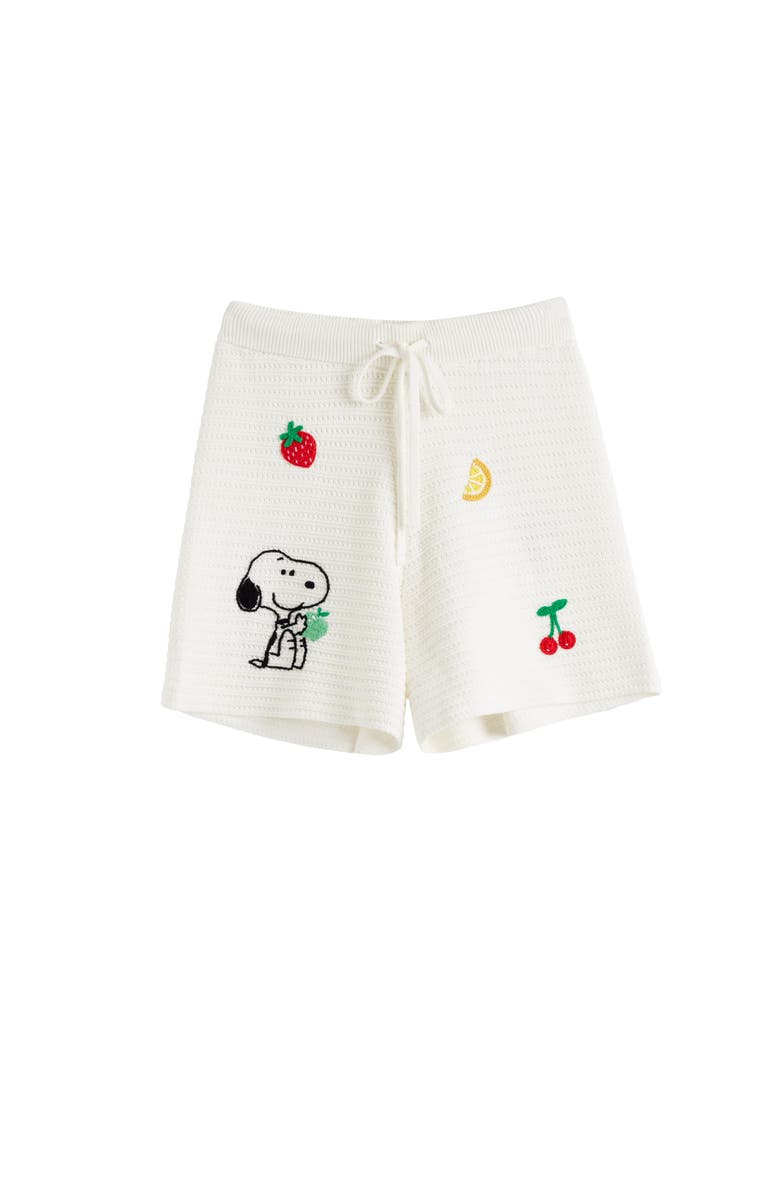 Chinti & Parker Cotton Snoopy Crochet Shorts, Alternate, color, Cream