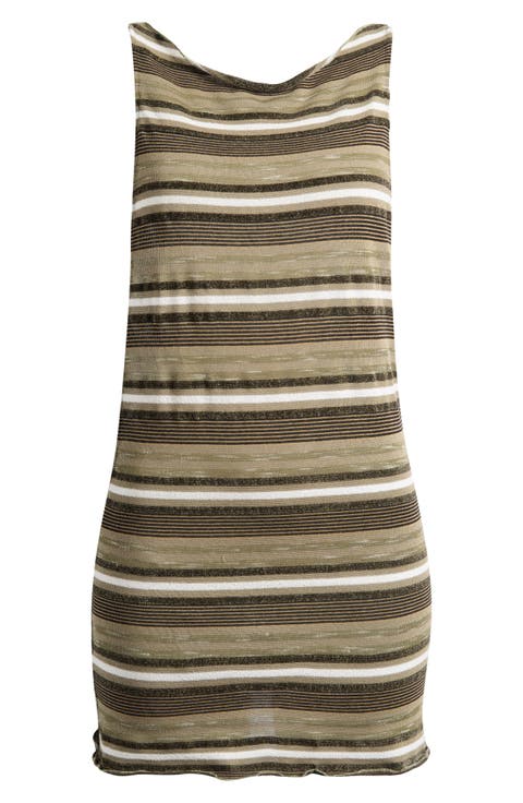 Lior Stripe Knit Embellished Backless Minidress