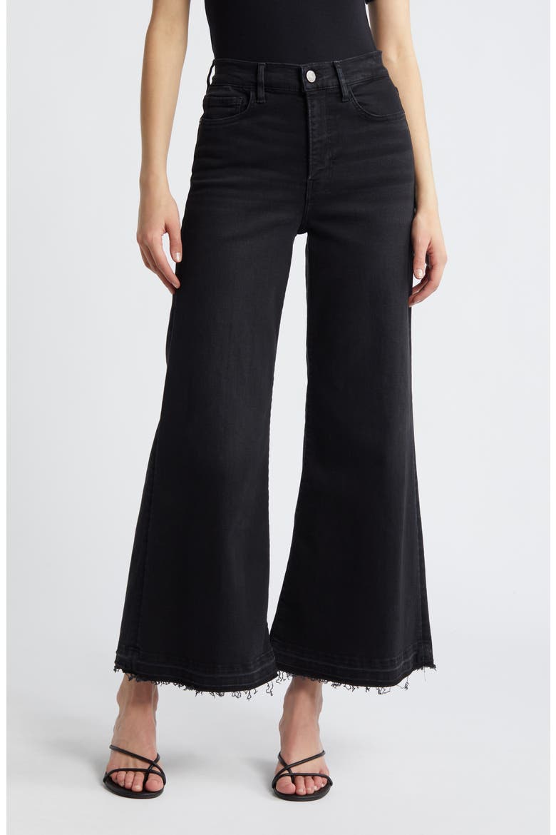 Le Palazzo Raw Hem Crop Wide Leg Jeans, Main, color, BLACKTHORN