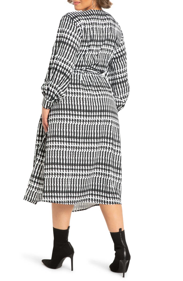 ELOQUII Long Sleeve Midi Wrap Dress, Alternate, color, Pixel Perfect