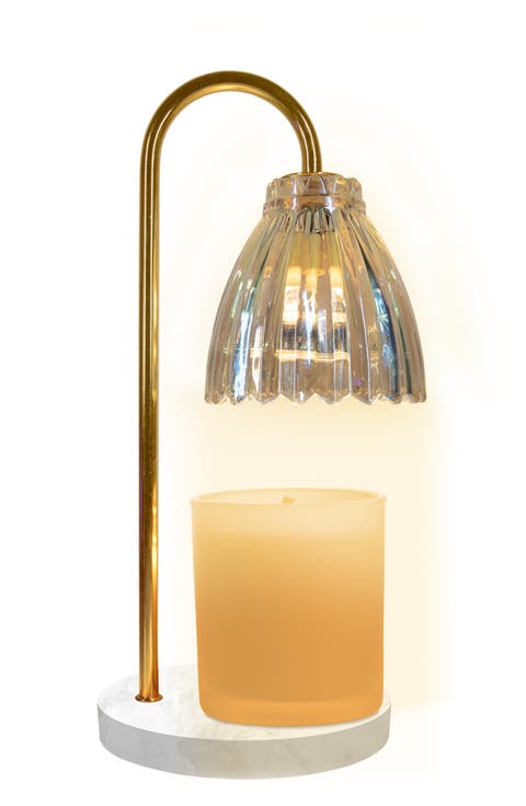 Marble Base & Amber Glass Shade Candle Warmer