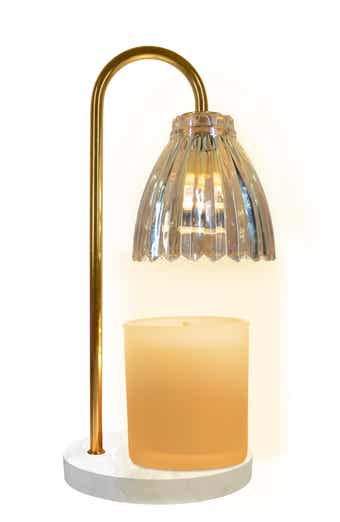 Marble Base & Amber Glass Shade Candle Warmer