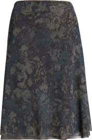 Topshop Floral Semisheer Mesh Jersey Skirt