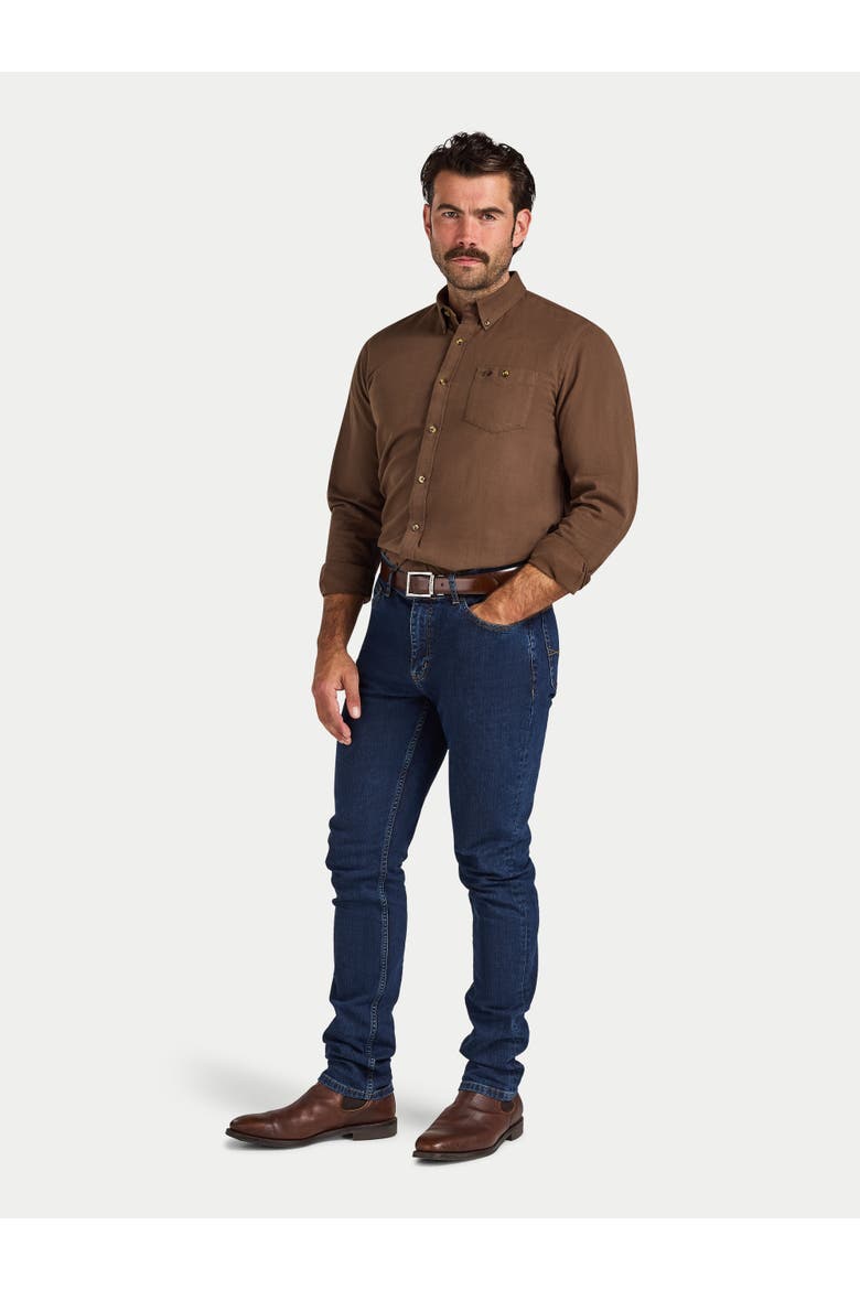 Long Sleeve Brushed Herringbone Shirt, Alternate, color, Brown