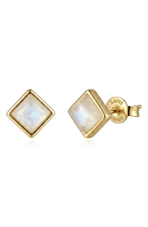 14k Gold Plated Square Stud Earrings