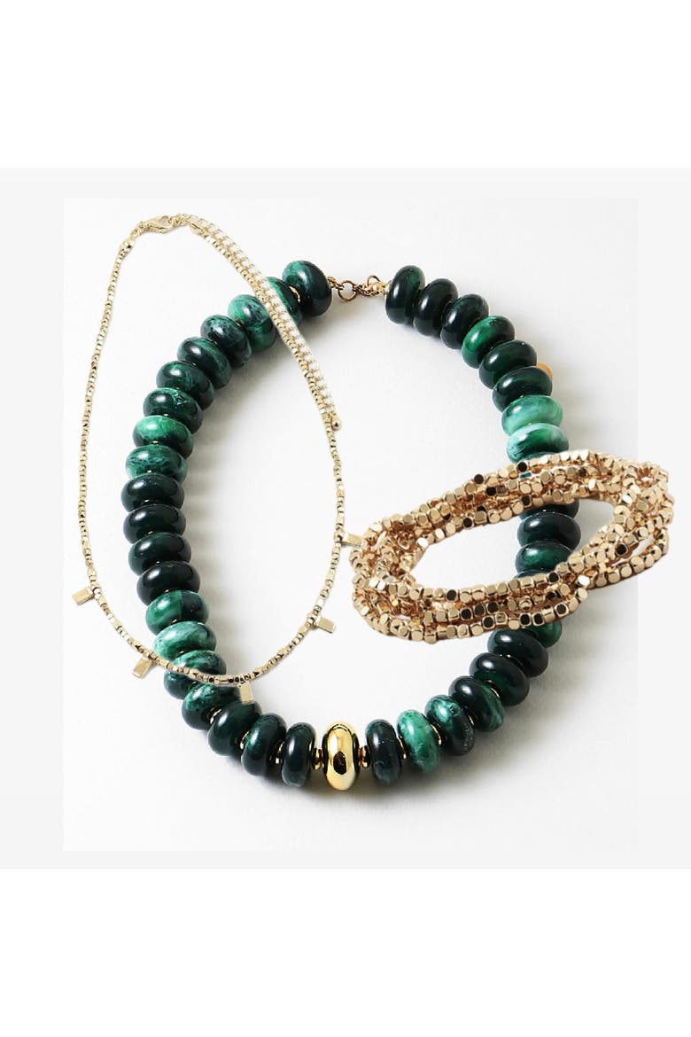 Cocktail Hour Necklace and Bracelet Bundle, Main, color, Green