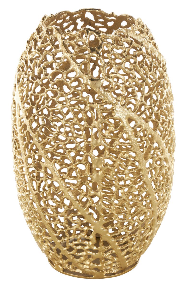 VIVIAN LUNE HOME Golden Metal Vase, Alternate, color, 