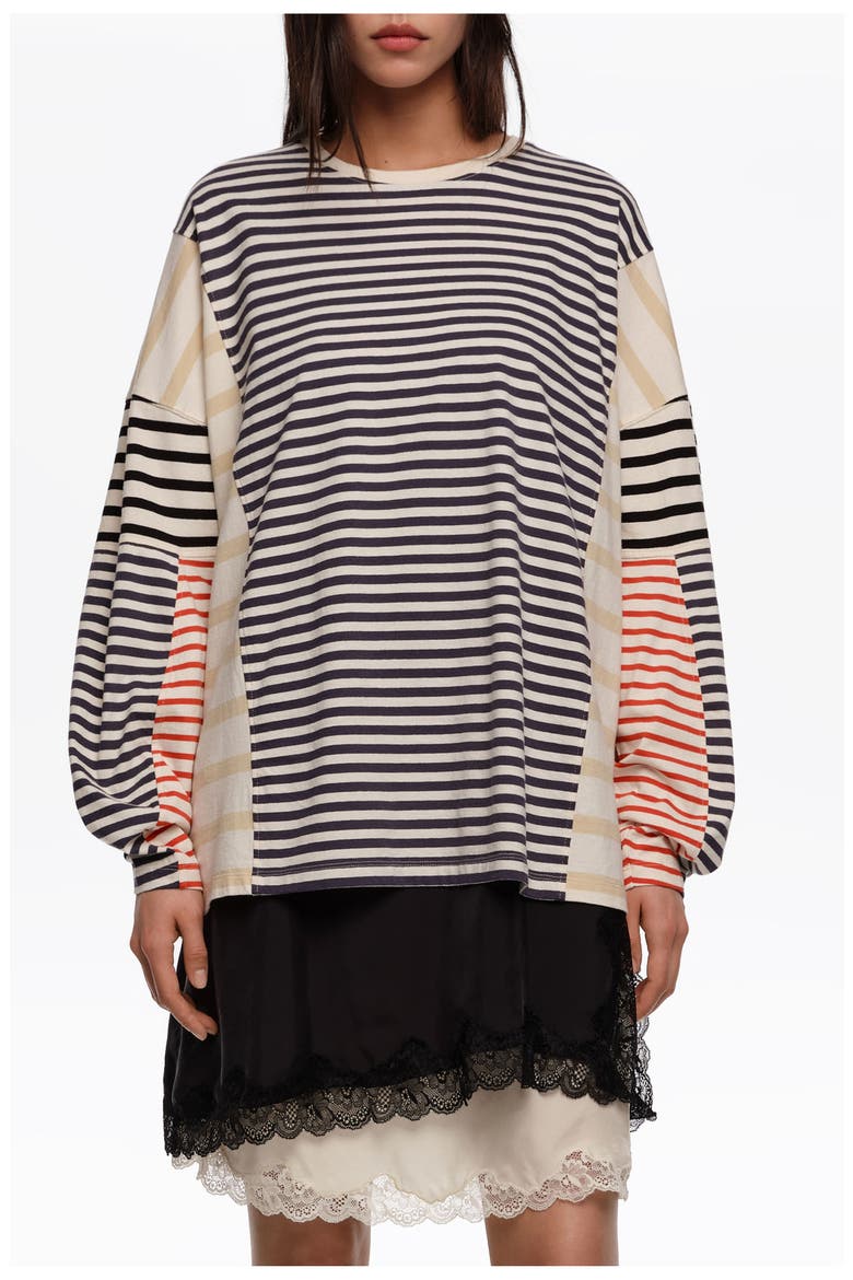 Striped Oversize T-Shirt, Main, color, NAVY