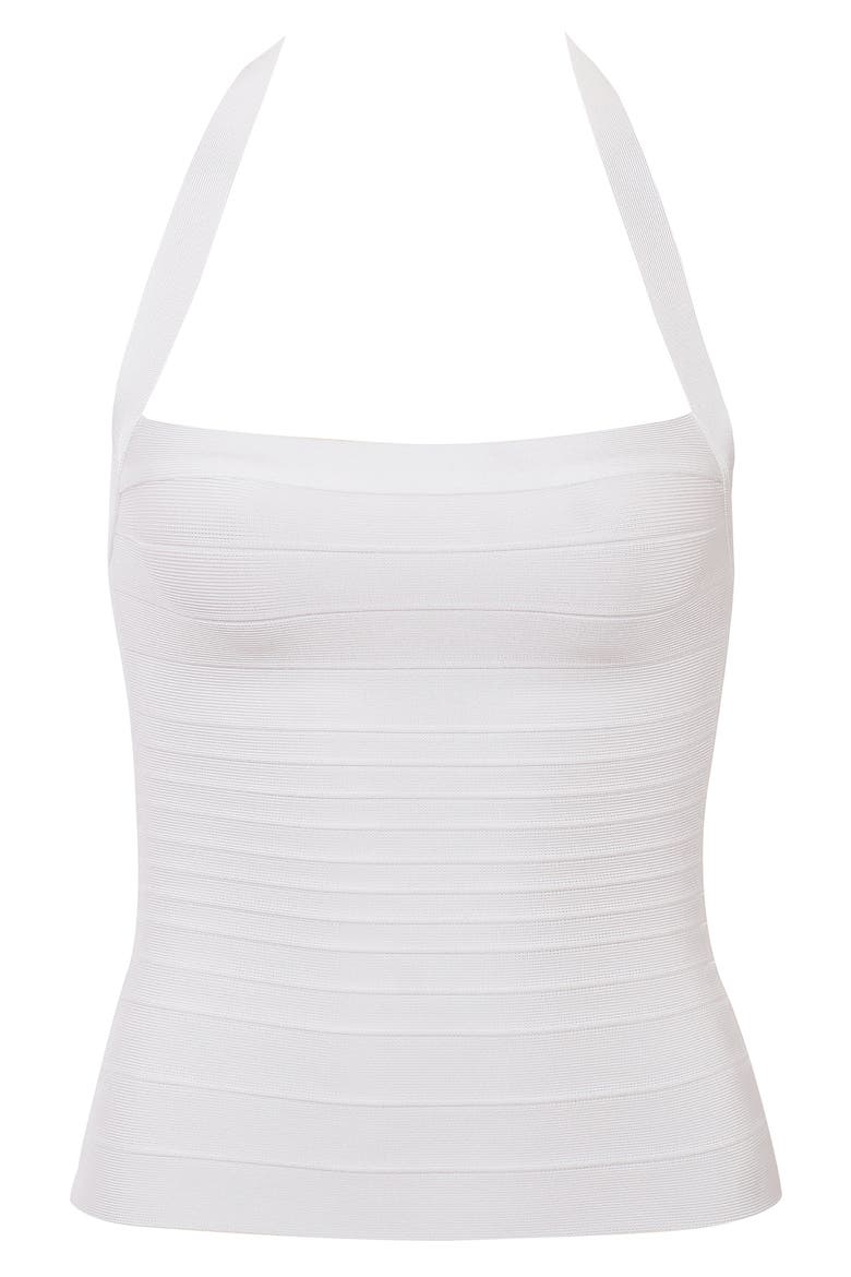 The Silhouette Halter Neck Bandage Dress, Alternate, color, WHITE