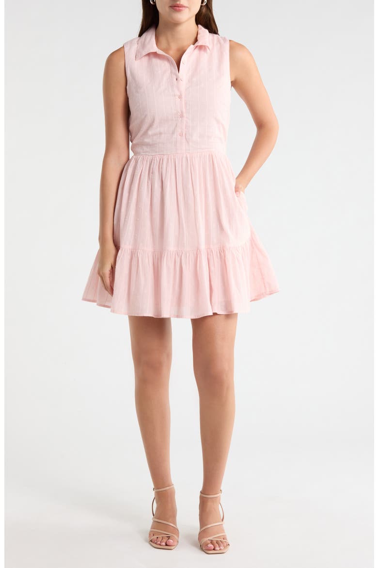 Tiered Sleeveless Shirt Dress, Main, color, PINK- IVORY