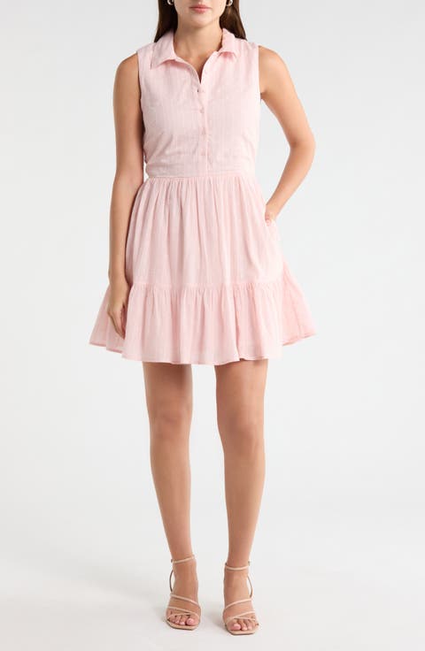 Tiered Sleeveless Shirt Dress