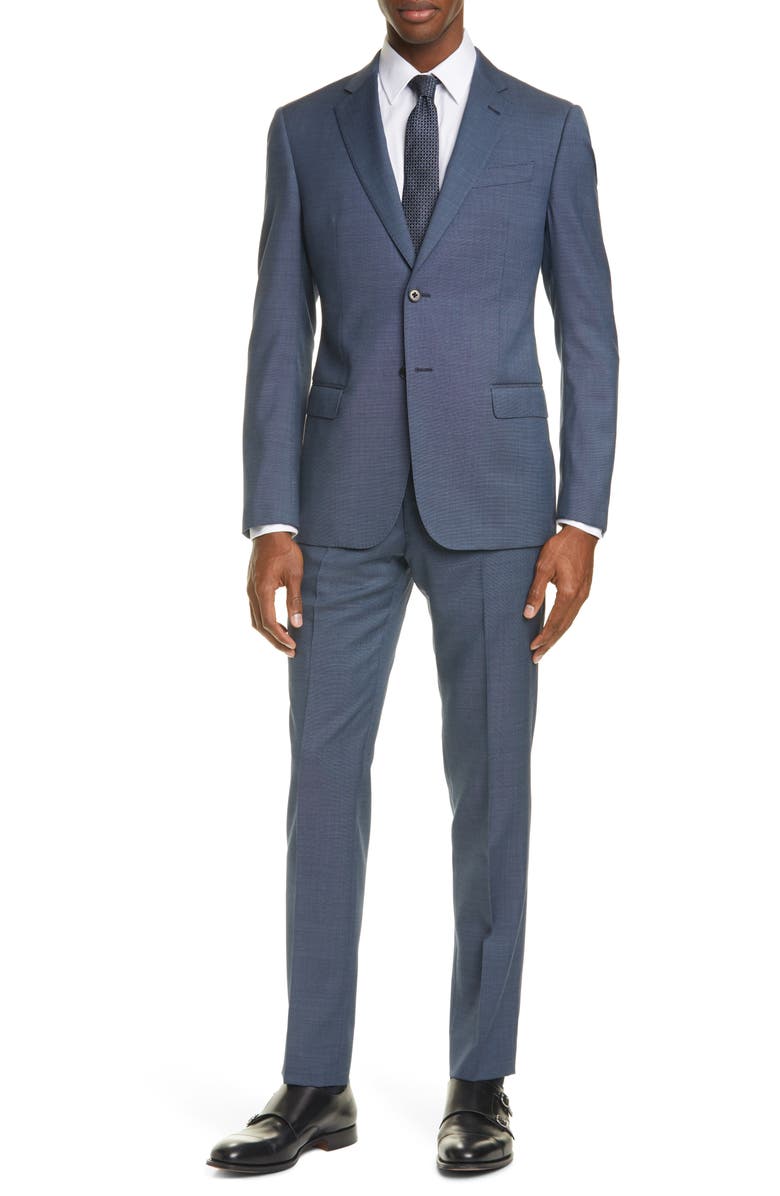 Emporio Armani G Line Trim Fit Solid Wool Suit, Main, color,