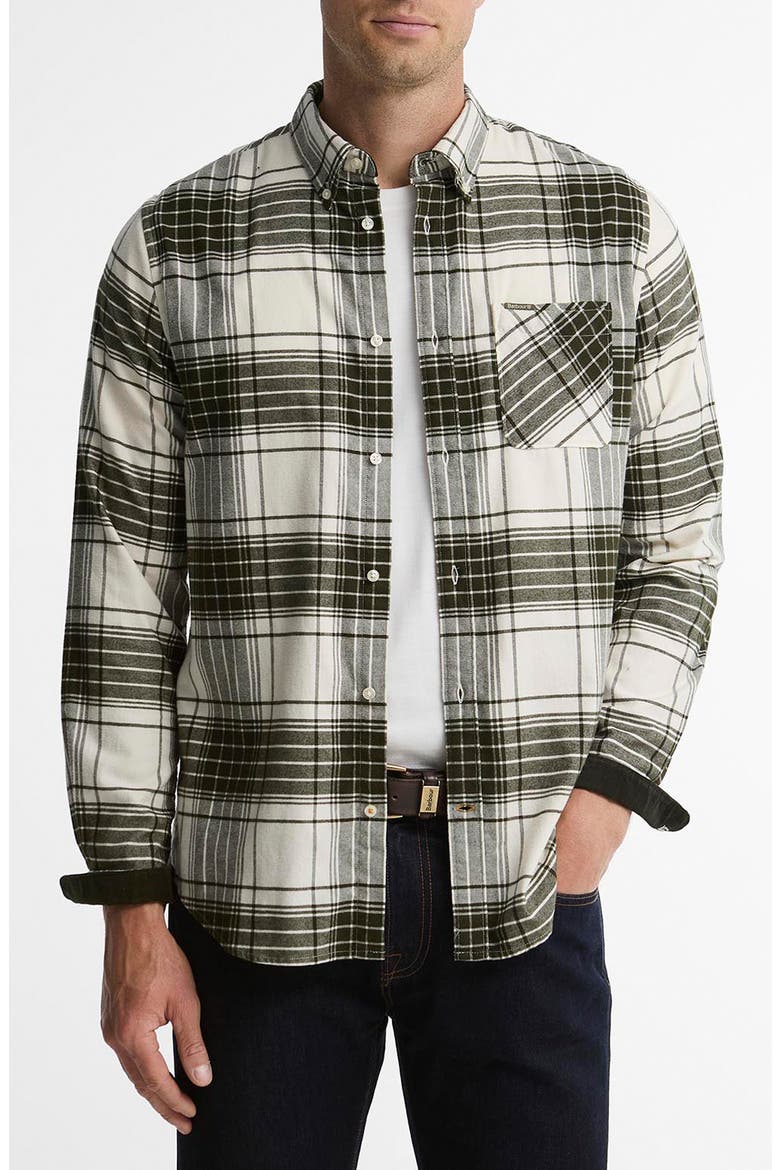 Embergate Tailored Plaid Cotton Shirt, Main, color, OLIVE
