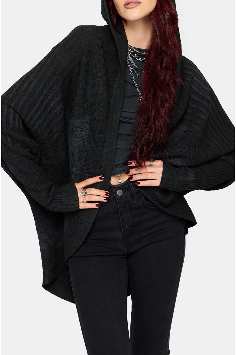 Morpho Cocoon Hooded Cardigan, Main, color, Black