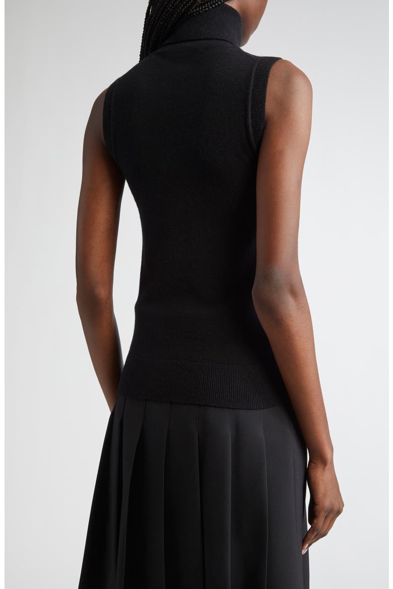Sleeveless Cashmere Turtleneck Sweater, Alternate, color, BLACK