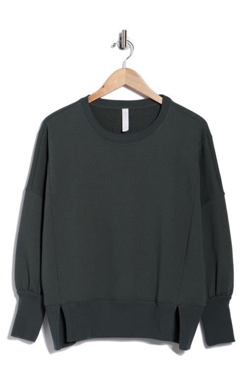 Z By Zella Wind Down Terry Volume Crewneck Sweatshirt In Green