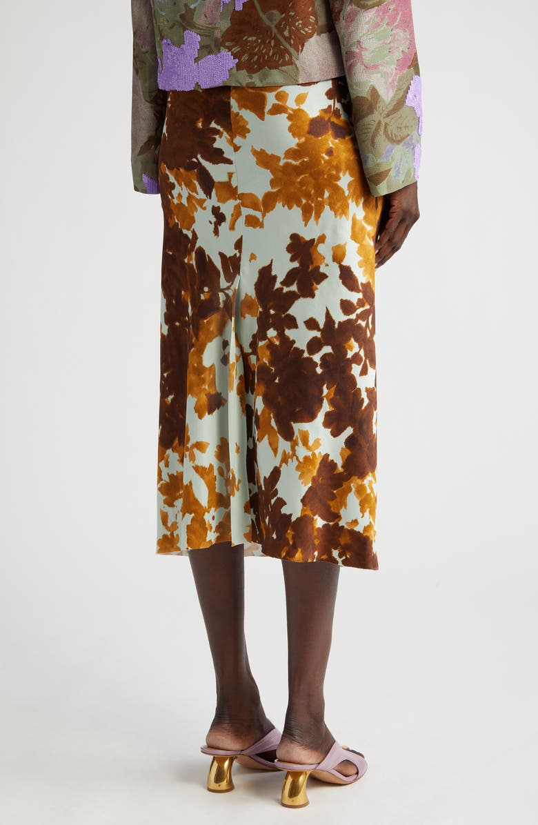 Dries Van Noten Sati Shadow Leaf Print Midi Skirt, Alternate, color, 