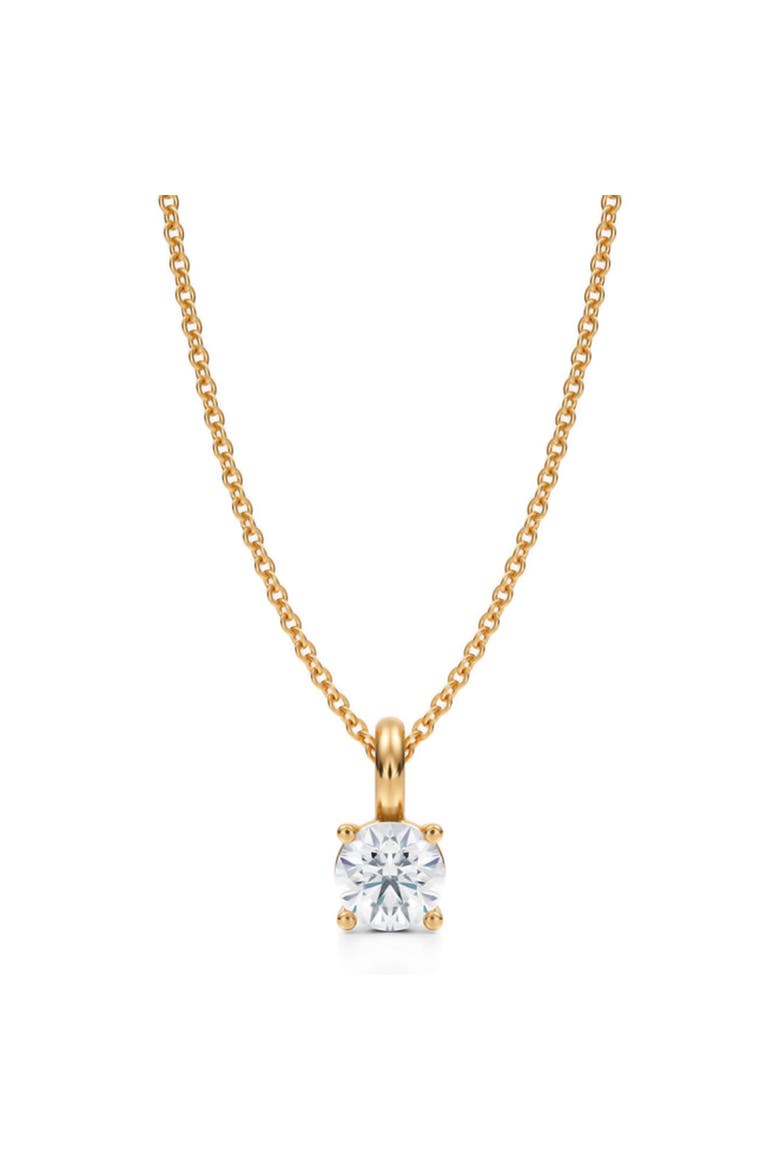 Round Solitaire Lab Diamond Pendant Necklace 14K White Gold, Main, color, Yellow Gold