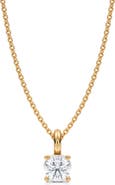 ALLUREZ Round Solitaire Lab Diamond Pendant Necklace 14K White Gold