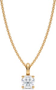 ALLUREZ Round Solitaire Lab Diamond Pendant Necklace 14K White Gold