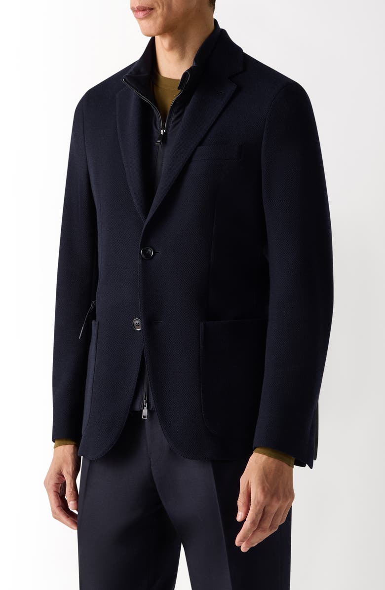 ZEGNA High Performance<sup>™</sup> Wool & Cotton Jersey Sport Coat with Removable Leather Bib, Main, color, 