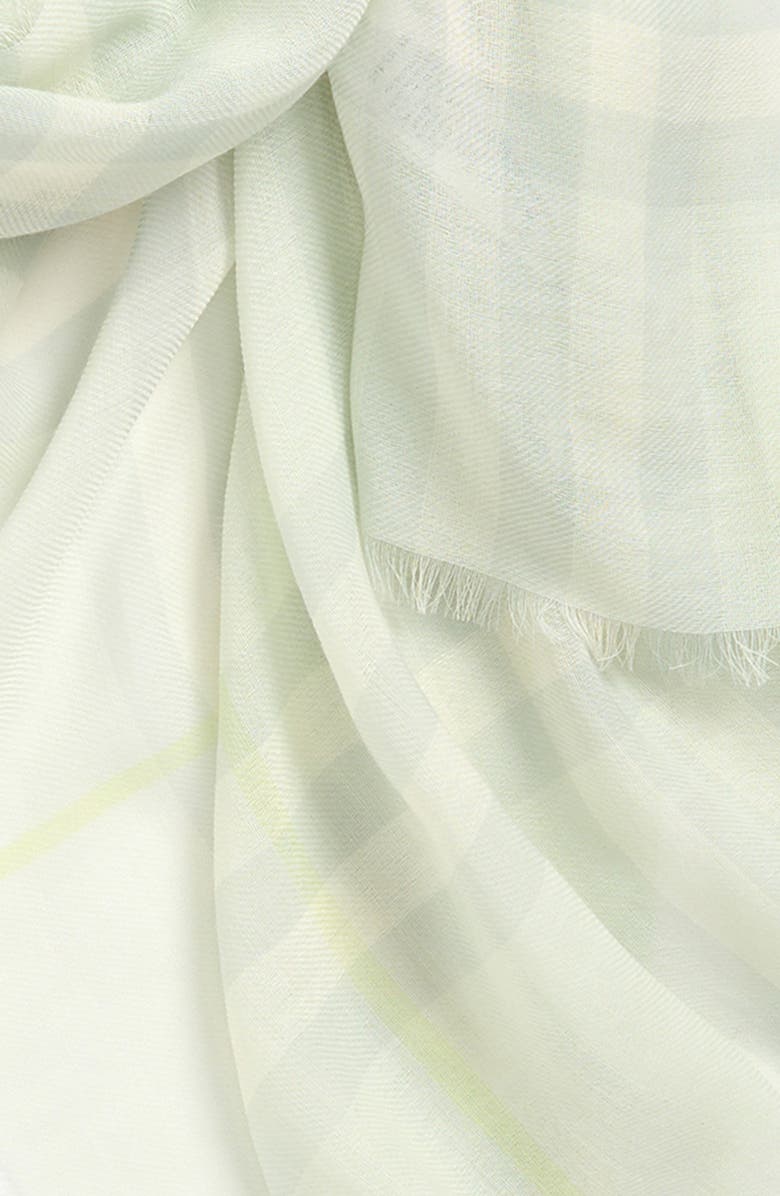 Burberry Giant Check Wool Fringe Scarf, Alternate, color, Mint
