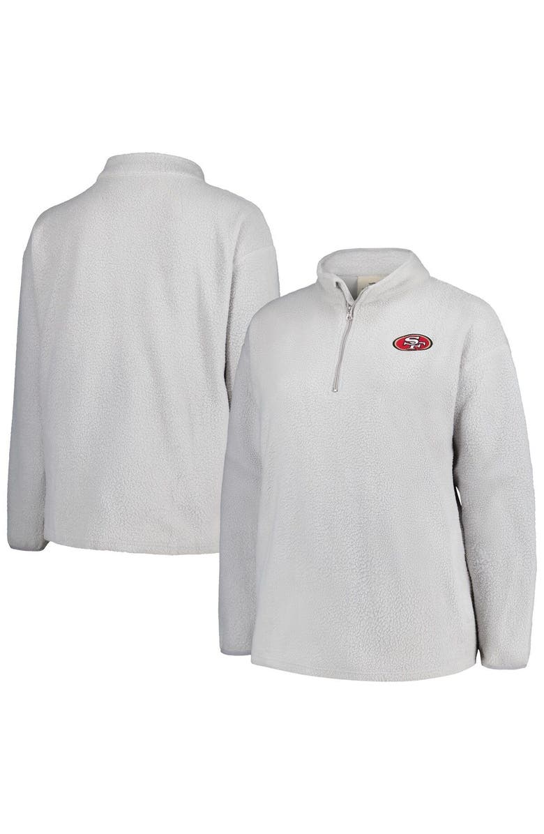 PROFILE Women's Profile Gray San Francisco 49ers Plus Size Sherpa Quarter-Zip Jacket, Main, color,