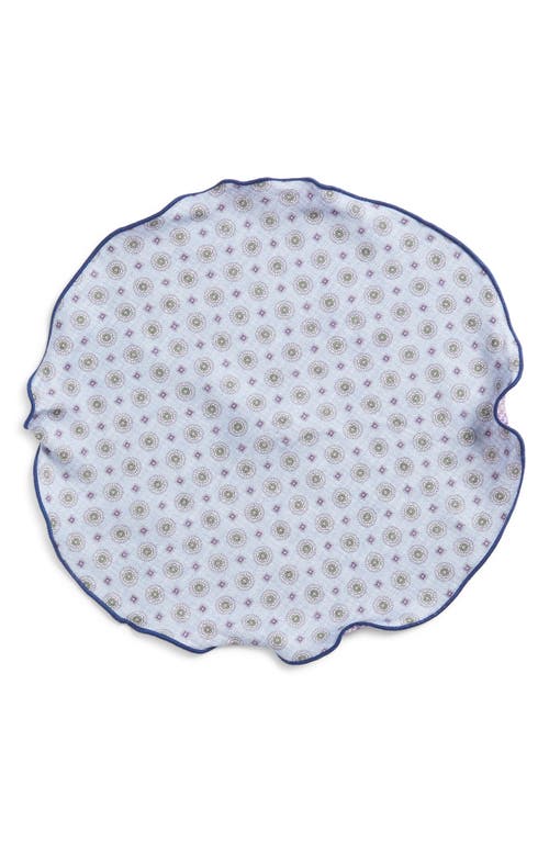 Edward Armah Medallion & Houndstooth Reversible Silk Pocket Circle In Light Blue
