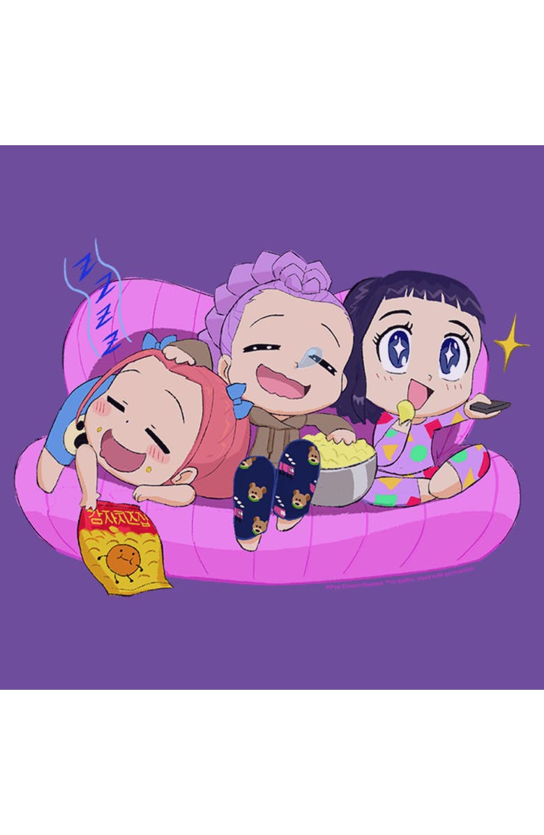 KPop Demon Hunters Junior's KPop Demon Hunters Movie Night Group  Graphic T-Shirt, Alternate, color, Purple