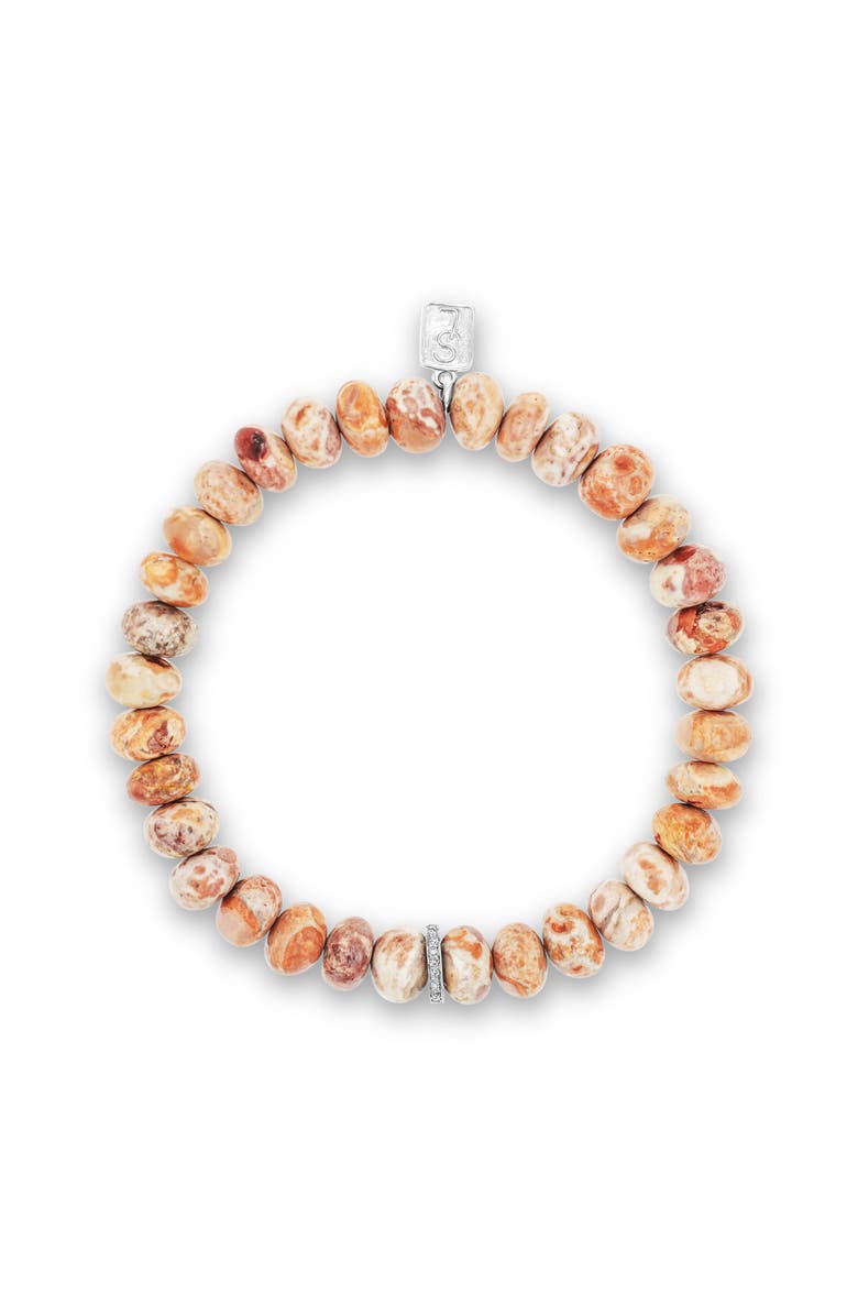 Sheryl Lowe Mexican Fire Opal 8MM Bead Bracelet With Diamond Rondelle, Alternate, color, Fire Opal / Sterling Silver
