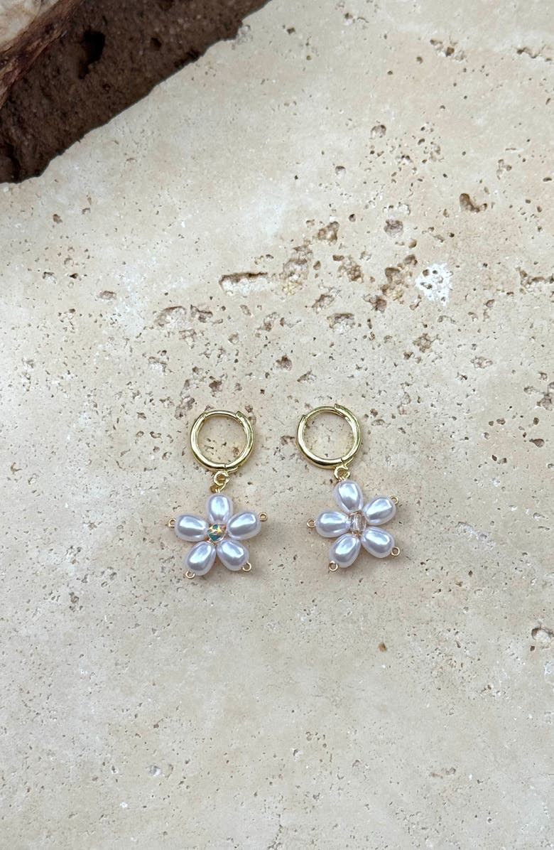 Adornia Faux Pearl & Crystal Flower Drop Earrings, Alternate, color, White