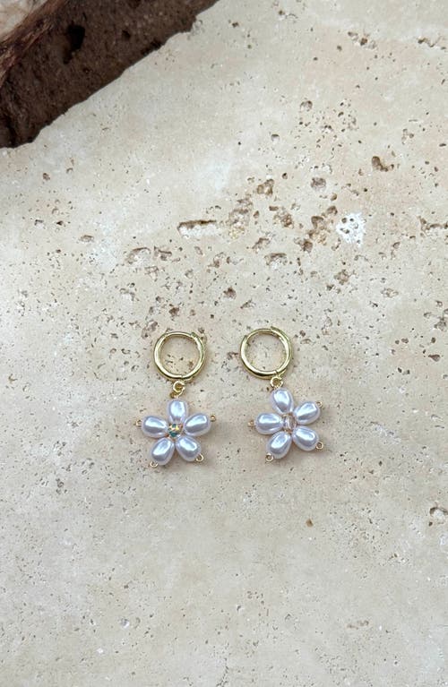 Adornia Faux Pearl & Crystal Flower Drop Earrings In White