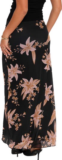 Devoré Floral Chiffon Maxi Skirt