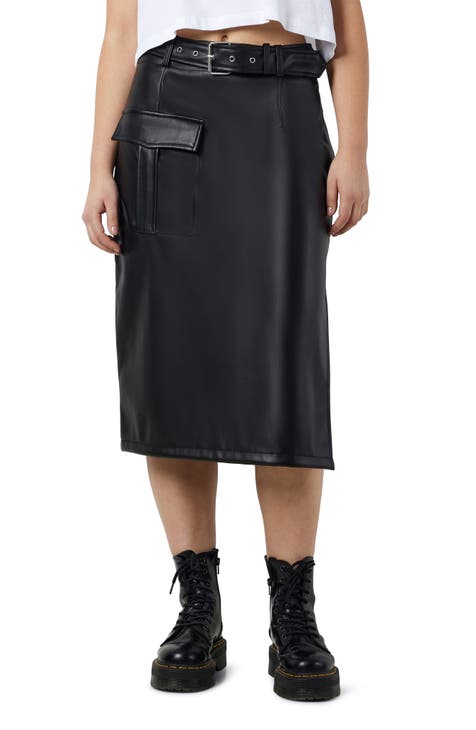 Paula Cargo Faux Leather Midi Skirt