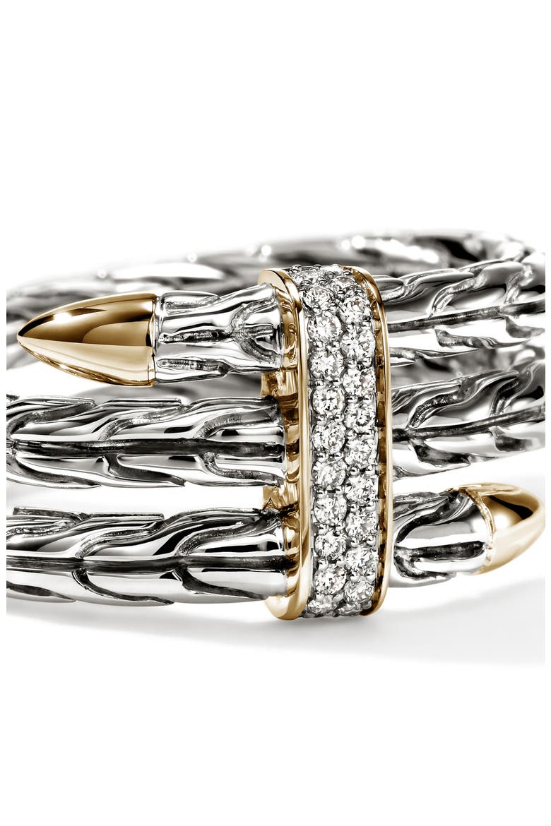 Triple Spear Flex Ring, Pavé, Alternate, color, SILVER AND GOLD