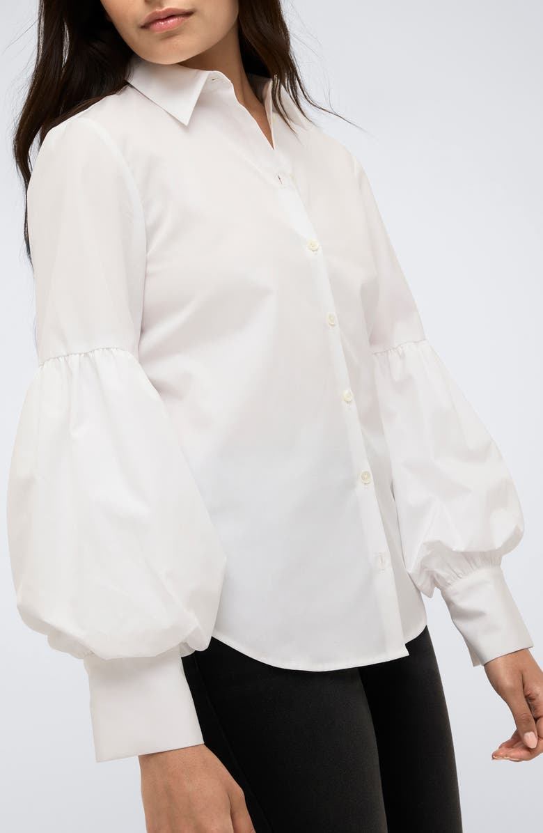 Kenneth Cole Balloon Sleeve Button-Up Shirt, Alternate, color, Pure White