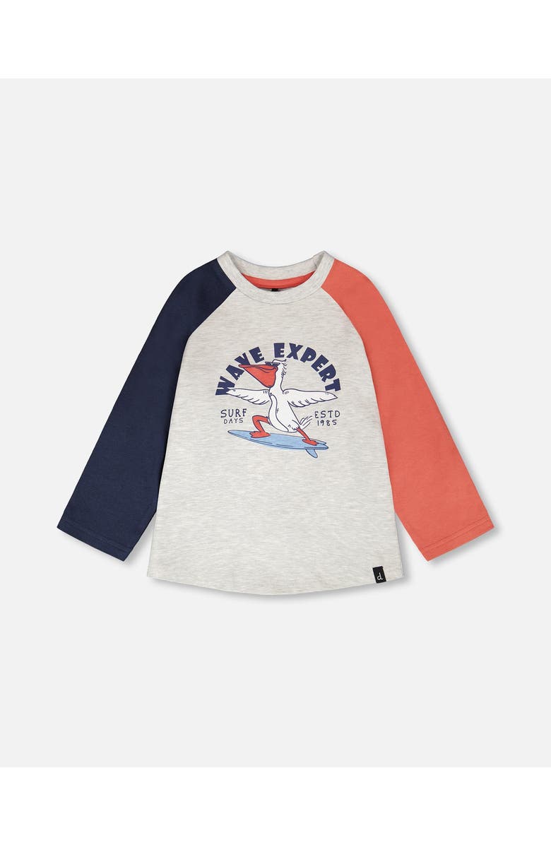 Deux par Deux Jersey Pelican Graphic Long Sleeve T-Shirt, Main, color, Light Grey Mix