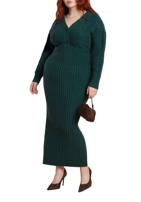Collared Cinched Sweater Dress (Plus)