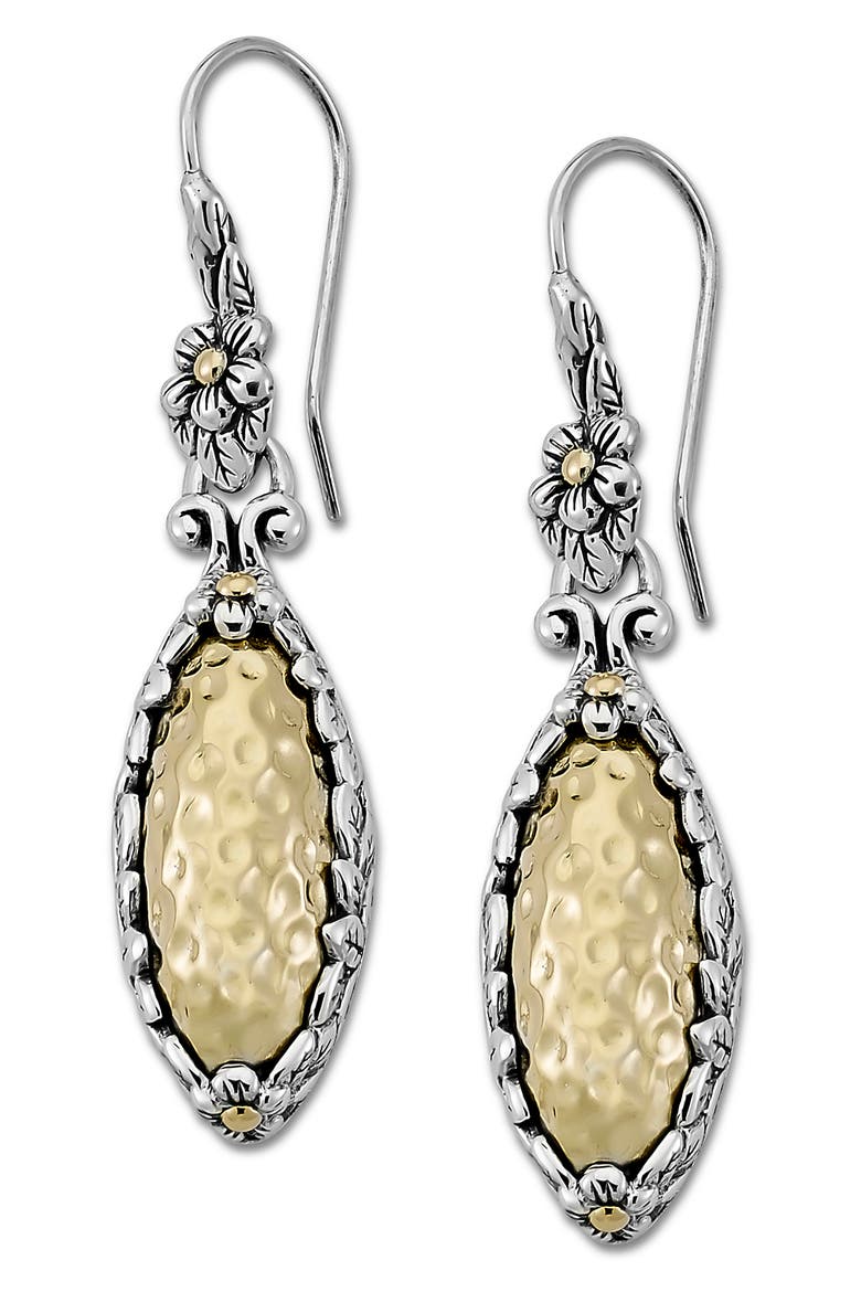 Two-Tone Hammered Marquis Drop Earrings, Main, color, SILVER AND GOLD