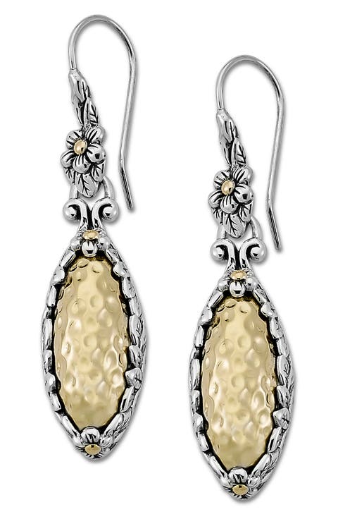 Two-Tone Hammered Marquis Drop Earrings