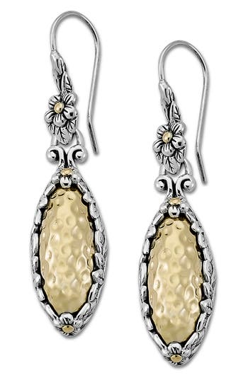 Samuel B. Two-tone Hammered Marquis Drop Earrings In Silver And Gold