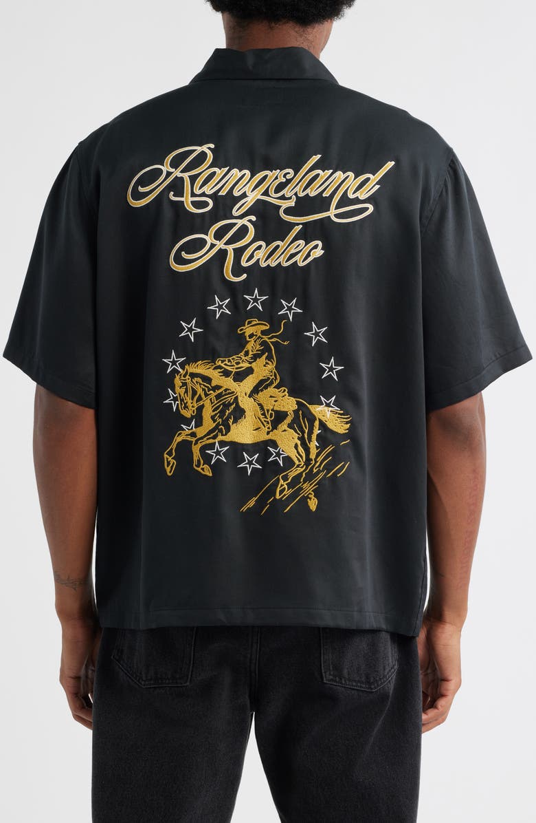 PacSun Rangeland Rodeo Graphic Camp Shirt, Alternate, color, Black
