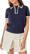 English Factory Scalloped Trim Sweater Polo