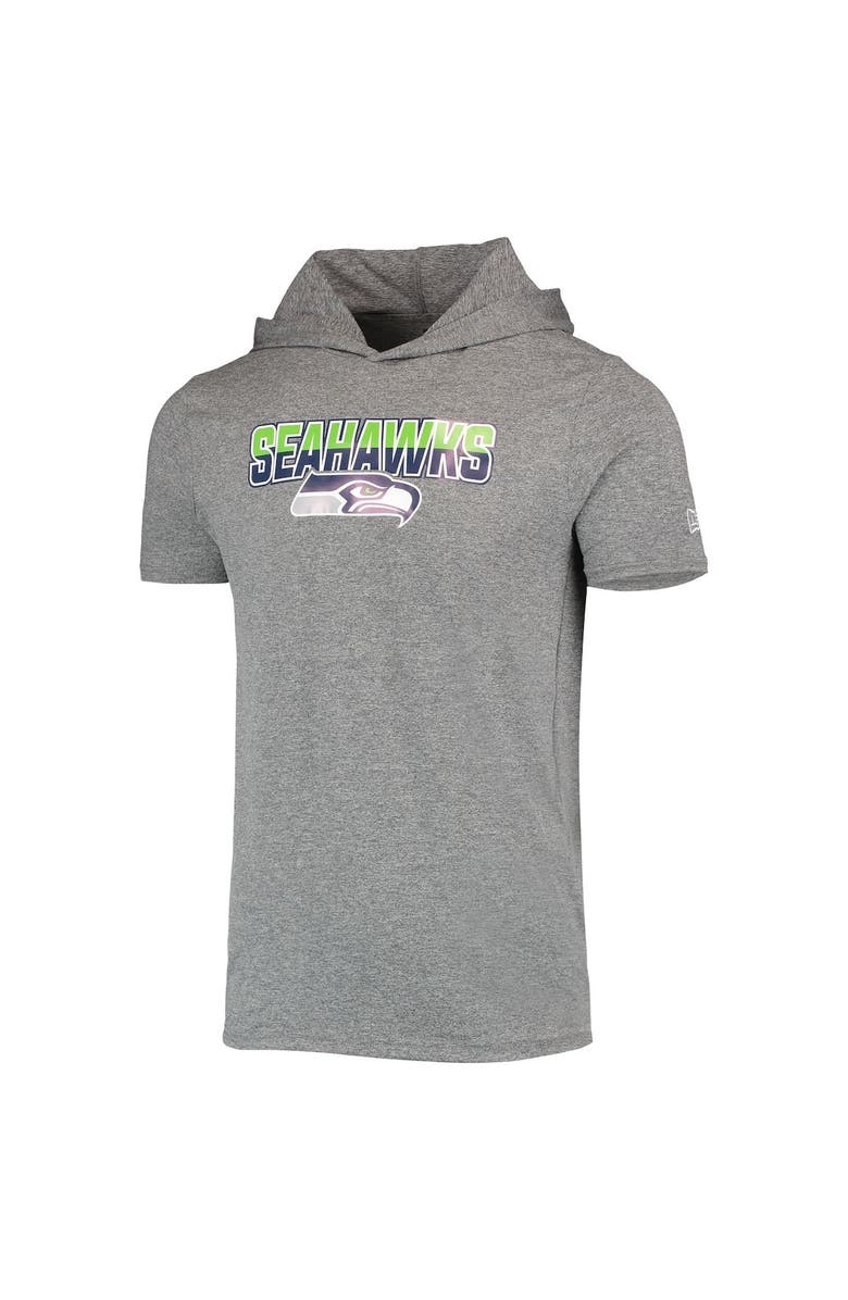 New Era Men's New Era Heathered Gray Seattle Seahawks Team Brushed Hoodie T-Shirt, Alternate, color, Gray